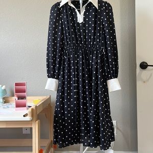 Navy white dotted dress